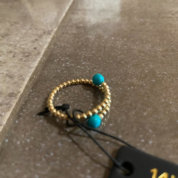 SOLD !!!!!! BRAND NEW 14K YELLOW GOLD RING GENUINE STONE TURQUOISE, RESIZABLE - Picture 5 of 5